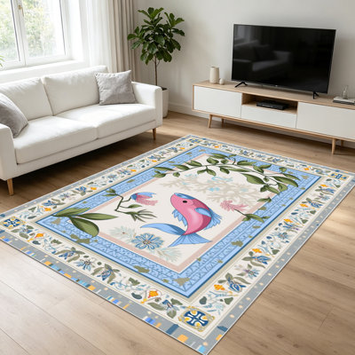 Tapis de style caricature de 1 pièce pour le salon, doux et confortable, adapté à toutes les saisons, facile à entretenir, tapis de sol intérieur lavable à la machine, adapté pour la chambre à coucher, la cuisine, le balcon, le patio, le bureau, la décoration intérieure, la décoration extérieure.