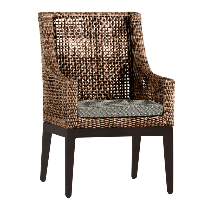 Chaise avec accoudoirs tissée Pen Penins - acajou / châtaignier, Welt, Écorce Intermix, Acajou / châtaignier