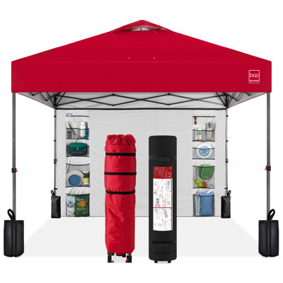10X10ft Easy Setup Pop Up Canopy, Portable Tent W/ Side Wall, 1-Button Push, Case