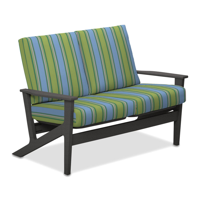 Chrisa 51.5'' Wide Loveseat with Cushions, Graphite, Canvas Granite Sunbrella® Canvas
