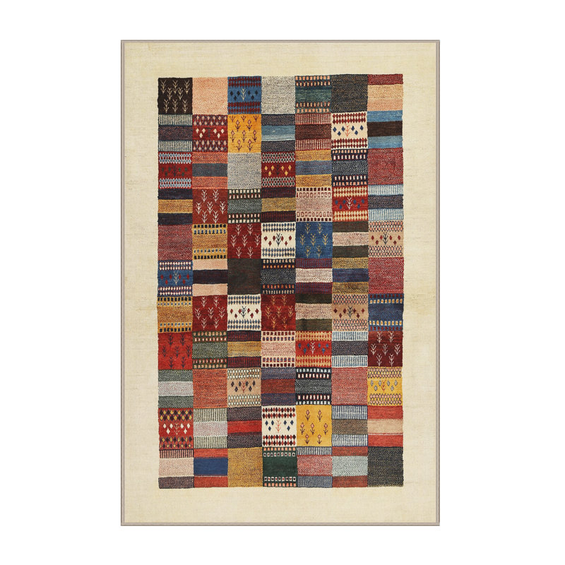 Tapis brun/rouge/gris zone contemporaine, Rectangle 6 pi x 9 pi
