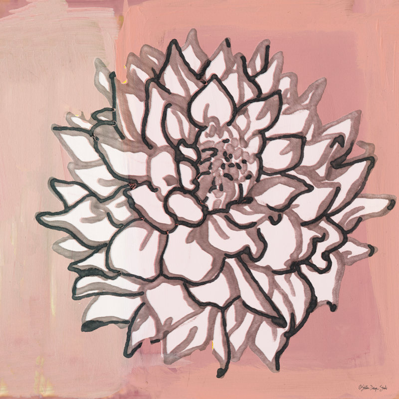 Motif floral rose et gris par Stellar Design Studio - impression, H 20 po x l 20 po, Toile tendue