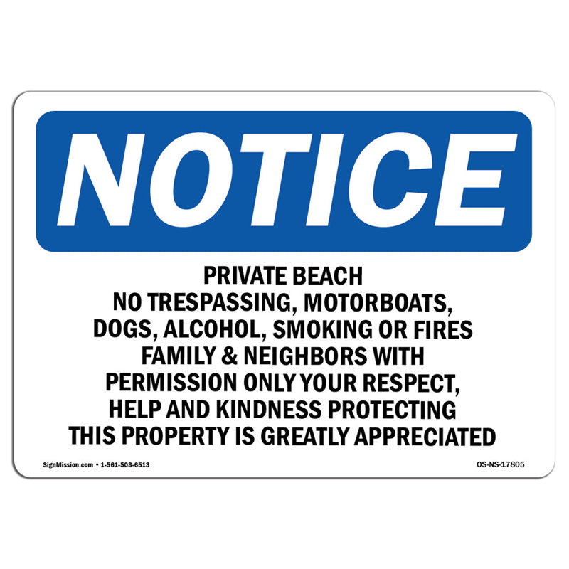 Panneau de plage privée sans intrusion