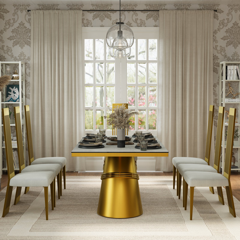 Boucle Upholstered Chairs With Glam High Stainless Steel Back And Legs, Brushed Barss