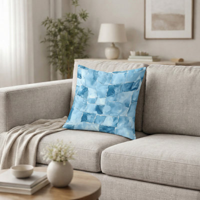 Coussin abstrait à imprimé abstrait bleu ardoise