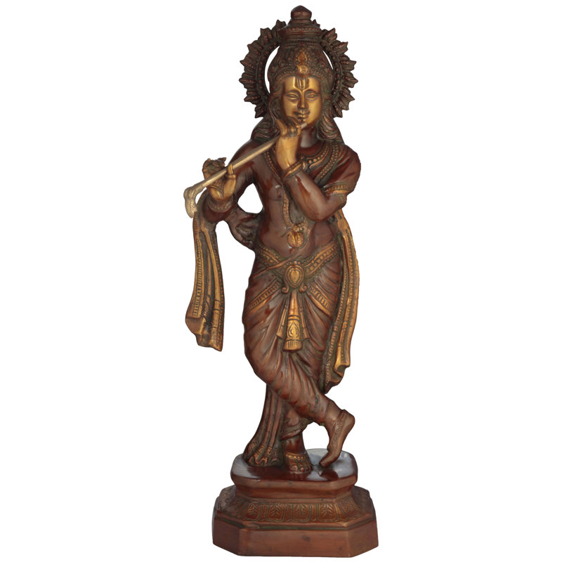 Statue cannelée Krishna, Brun / or