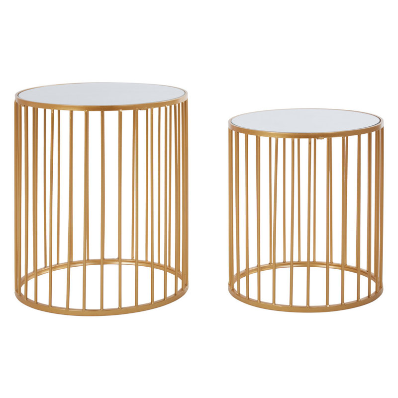 Elston Glass Top Drum Nesting Tables