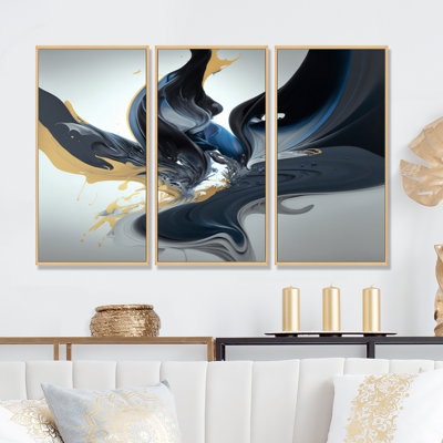 «Bright Blue Smooth Abstract IV», ensemble d'art mural sur toile abstraite