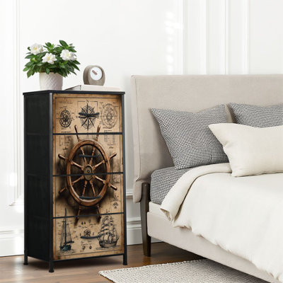 4 Drawer Dresser for Bedroom, Narrow Chest of Drawers, Wooden Top and Study Iron Frame 18"x37.5"-(WxH)