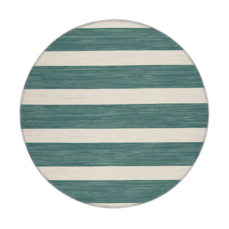 HorizontalStripes Blue Indoor and Outdoor Area Rug, Rectangle 5' x 7'