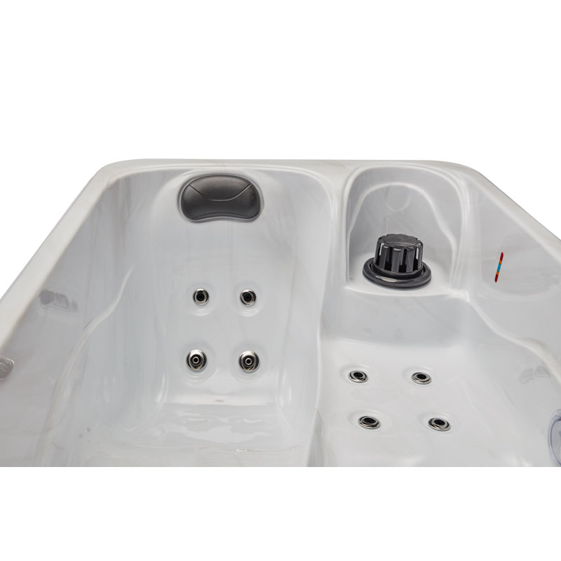 Gray Polyethylene 2-Person Rectangle Hot Tub with Electric Heater