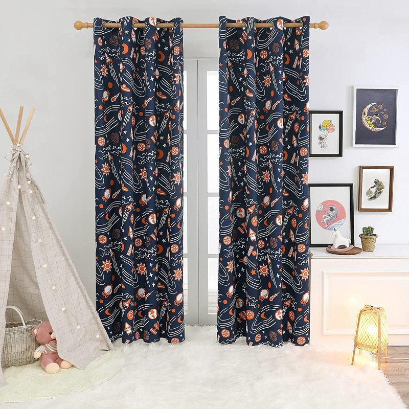 Nivens Room Darkening Curtains / Drapes Pair, 52" W x 84" L, Indigo
