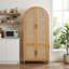 Armoire de rangement Modern Farmhouse avec portes en rotin et tablettes réglables-1483136794