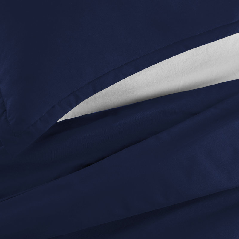 Anicia Super Soft 250 TC Microfibre Reversible Plain Duvet Cover Set, Navy, Super King Duvet Cover + 2 Pillowcases