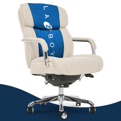 La-Z-Boy Sutherland Quilted Leather Executive Office Chair with Padded Arms, High Back Ergonomic Desk Chair with Lumbar Support -  CHR10048C