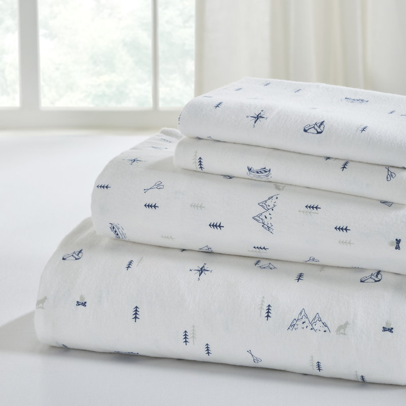 Modern Threads 4-Piece 100% Cotton Flannel Sheet Set – Soft and Durable for Every Season, Camping Trip Floral, King Sheet Set