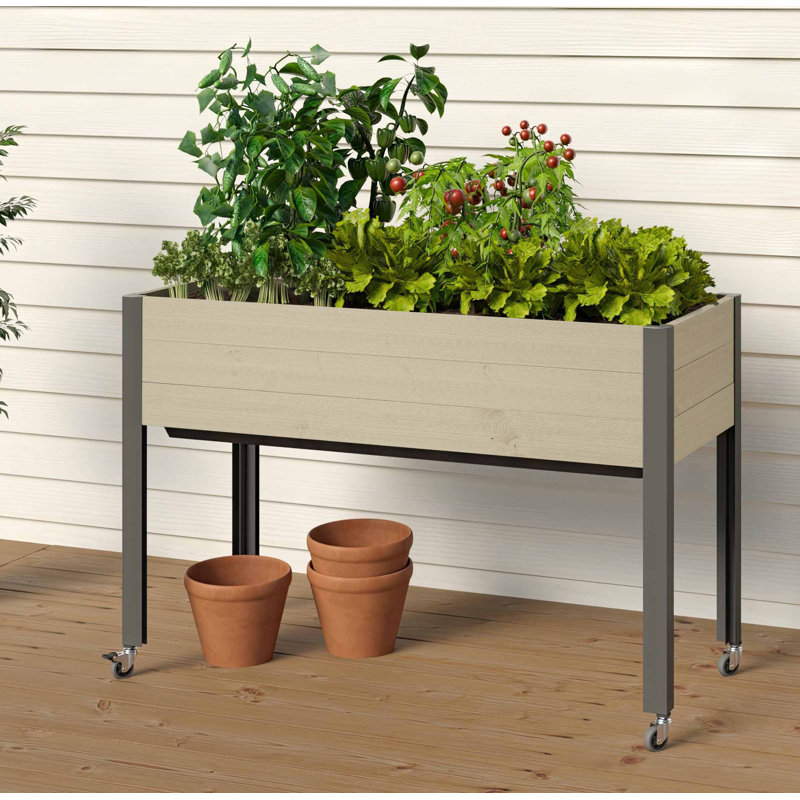 Pot à fleurs avec réservoir Gracie Oaks (21 X 47) + housse combinée, Tanné