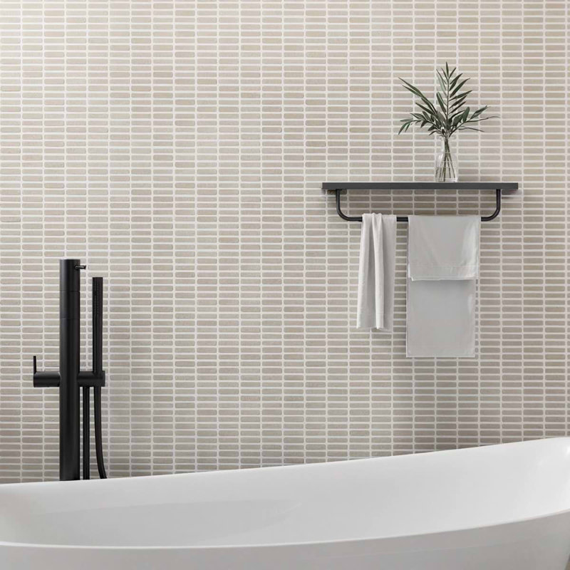 Venini 11.73 In. X 11.88 In. Mini Brick Frosted Glass Mosaic Floor And Wall Tile (0.96 Sq. Ft. / Each), Beige
