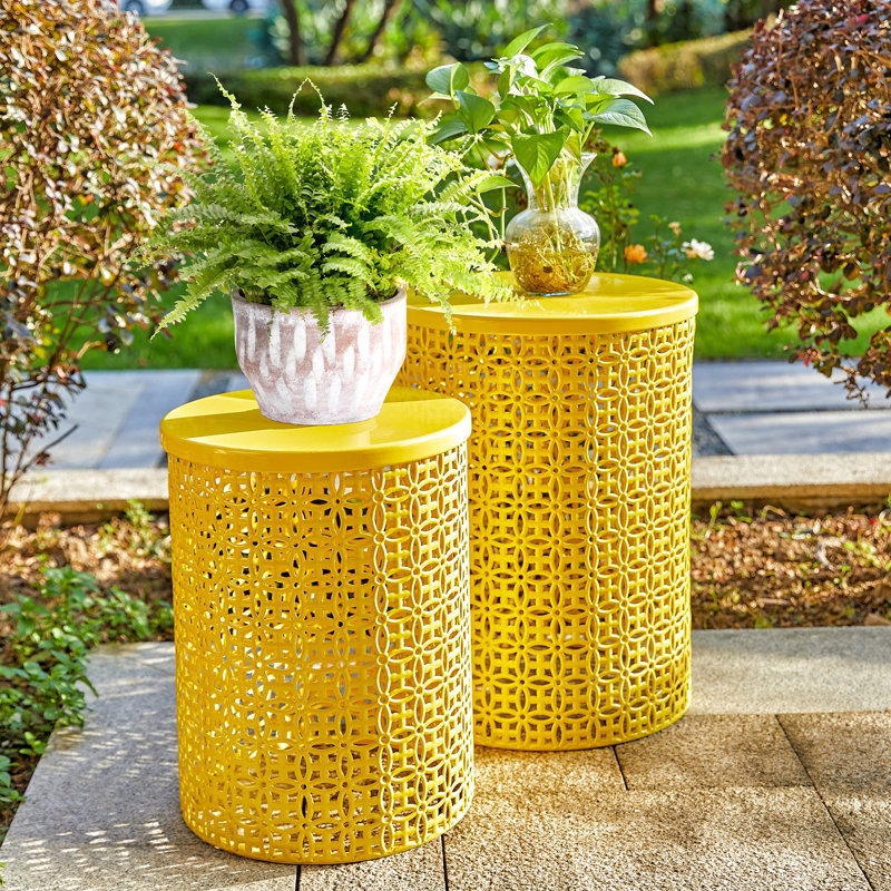 Steel Top Nesting Tables, Glossy Yellow