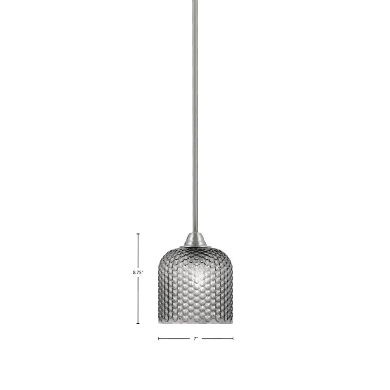 Mini-luminaire suspendu en verre brossé 7 "Paramount, Nickel brossé, Noir