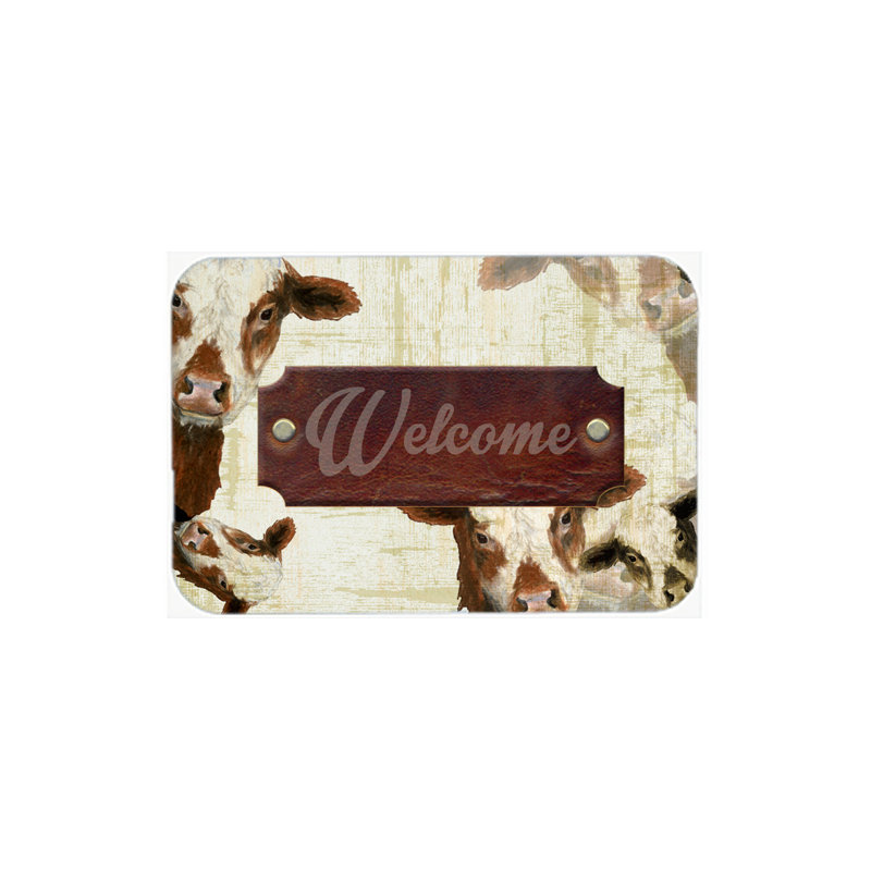 Caroline's Treasures Welcome Cow Glass Cutting Board