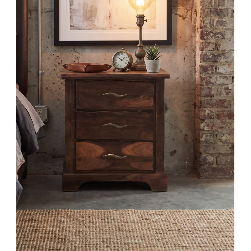 Table de chevet 3 tiroirs Chaliyah, Walnut 