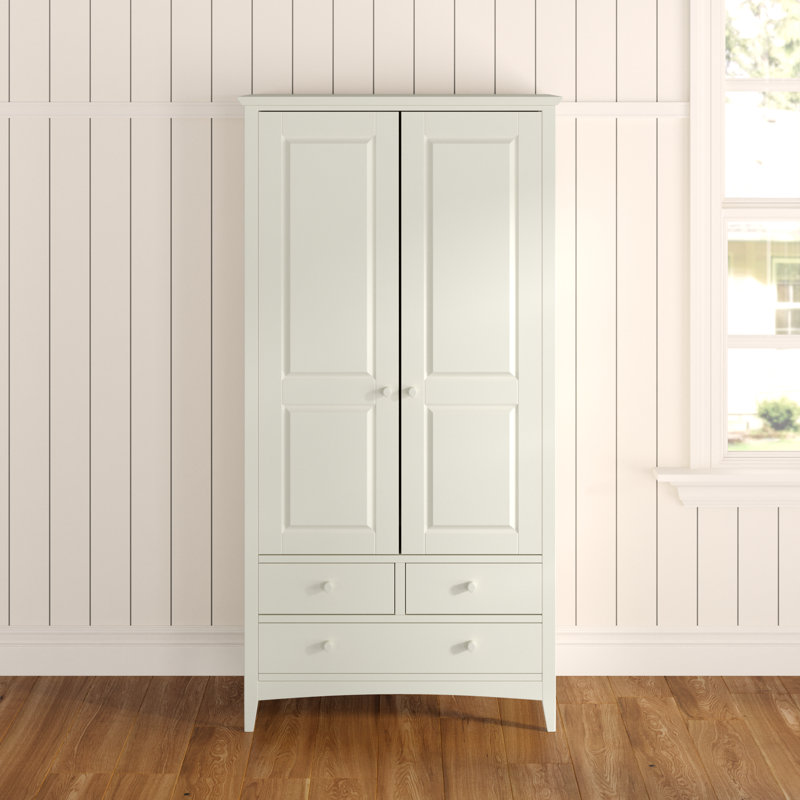 Eckhardt 2 Door Solid Wood Wardrobe, Soft Cream