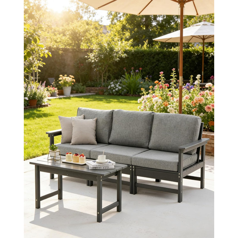 Ensemble de meubles d'extérieur avec coussins Hdpe