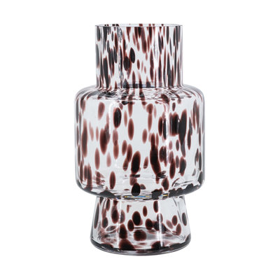 D6x10" Clear Glass Accent Vase With Artistic Amber Spots