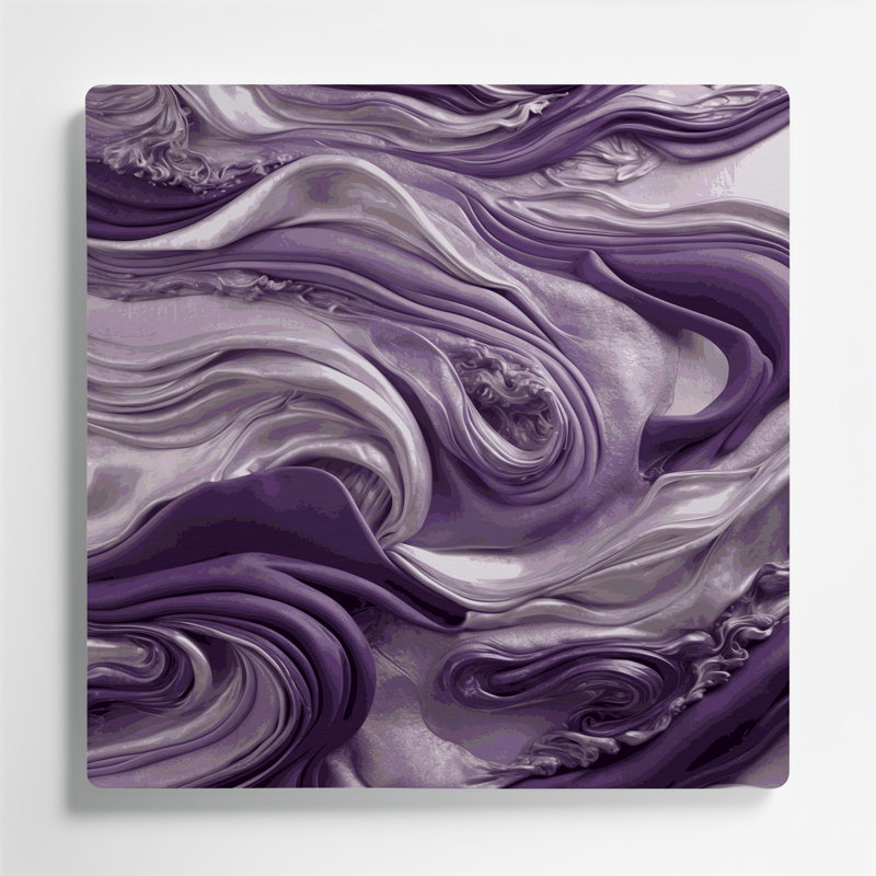 Art abstrait abstrait en métal mauve 65, H 8 po x l 8 po