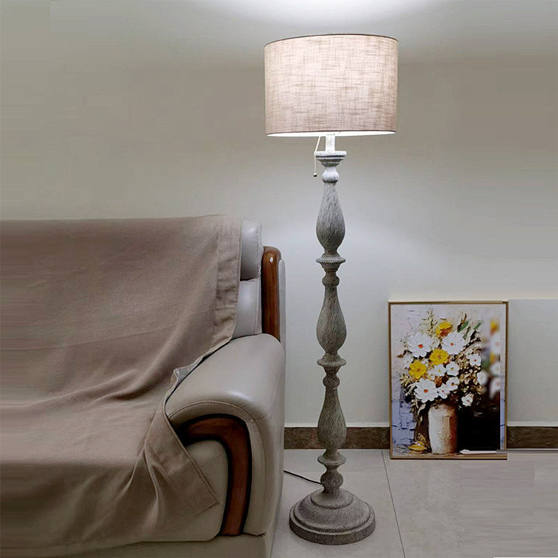 Beige-white+Grey Linen+Resin Free Form Floor Lamps