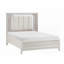 Cadre de grand lit avec finition blanc antique et tête de lit à DEL, aucun sommier requis, 63,5 po x 86 po x H 60 po