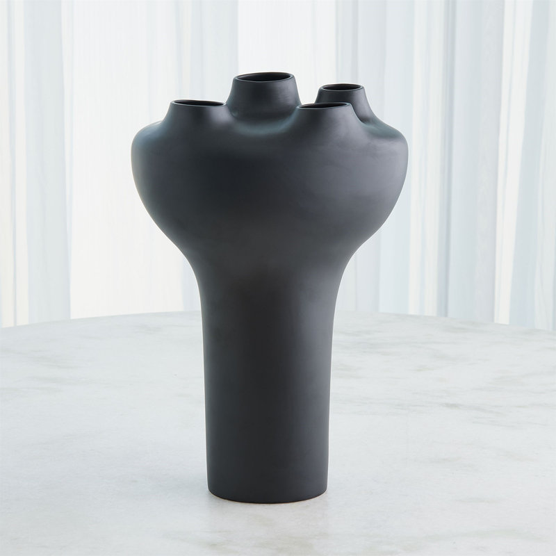 Geyser Handmade Earthenware Table Vase, Black