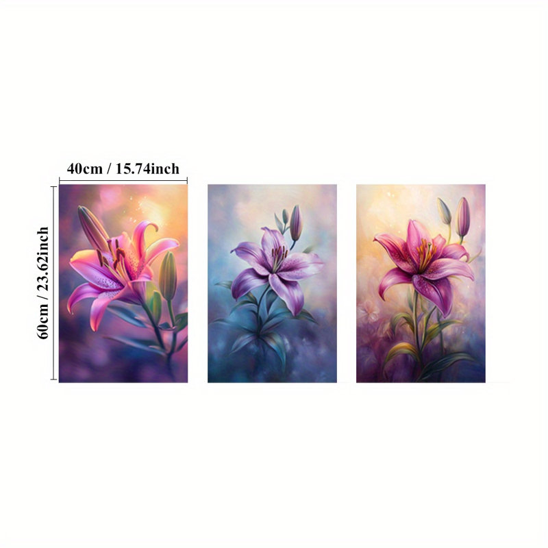 Impression sur toile irisée 3 pièces pour un décor romantique, 12 x 8 pouces 3 pièces