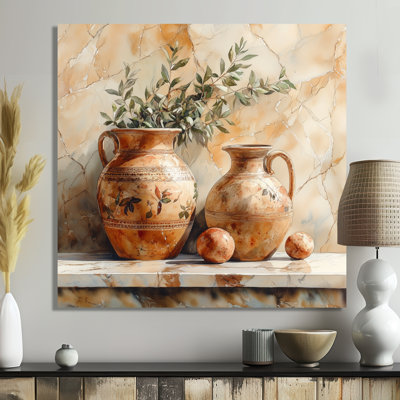 Greek Amphora Wall Art, Pottery Painting - Greek Amphora Still Life, Pottery Still Life Canvas