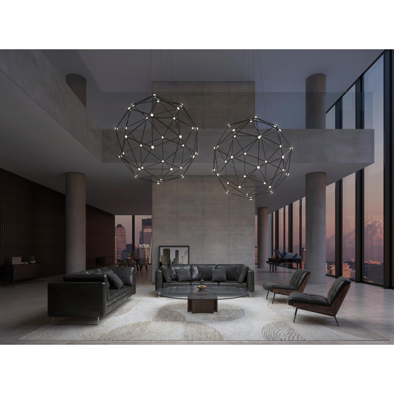 Constellation 40-Light Satin Nickel LED Geometric Chandelier