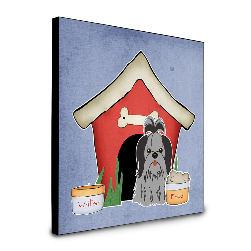 Panneau mural d’art collection dog house Scarvinia, Shih Tzu noir / argenté