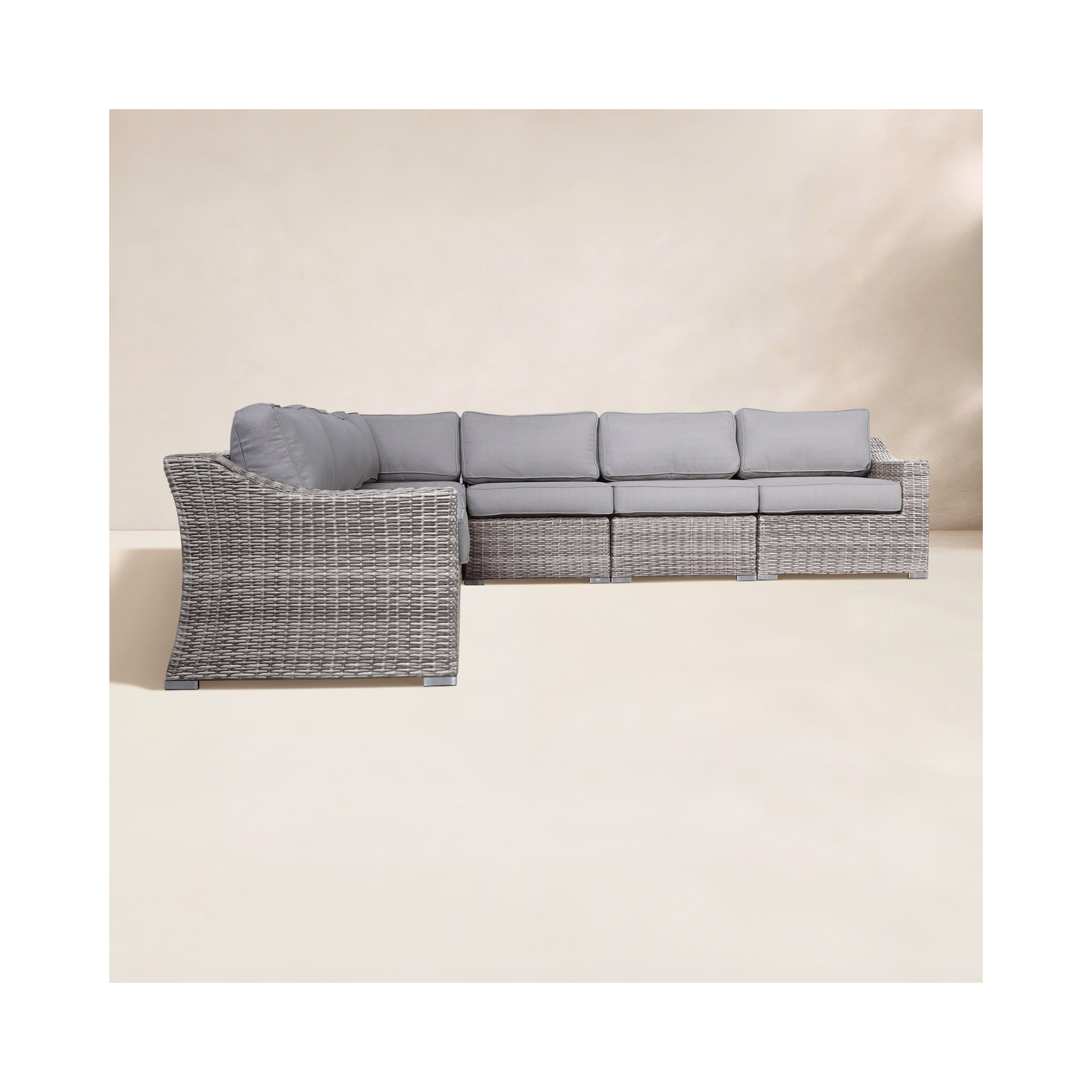 Saffi Wicker Fully Assembled 6 - Person Seating Group with Cushions, Mixed Gray