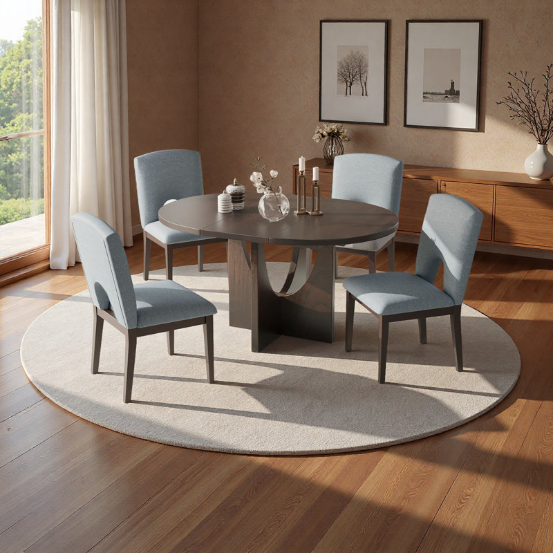Ensemble de table de salle à manger extensible moderne 5 pièces avec rallonge amovible de 16,2 pouces pour les petits espaces