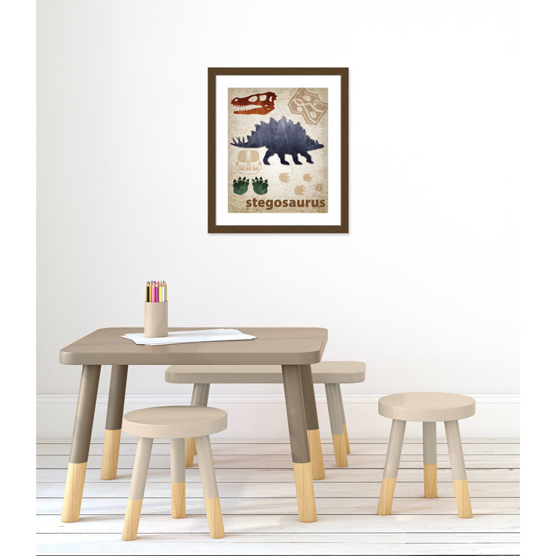 Décalcomanie murale Dinosaures-02 ', H 26,5 po x l 22,5 po x P 0,625 po, Encadré plat noyer