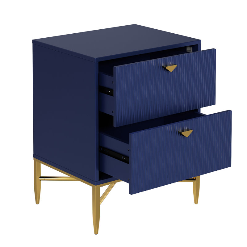 Table de chevet 2 tiroirs Baisden, Bleu