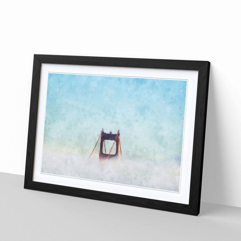 Golden Gate Bridge Tip - Picture Frame Graphic Art Print, 24cm H x 33cm W x 2cm D, Black Framed