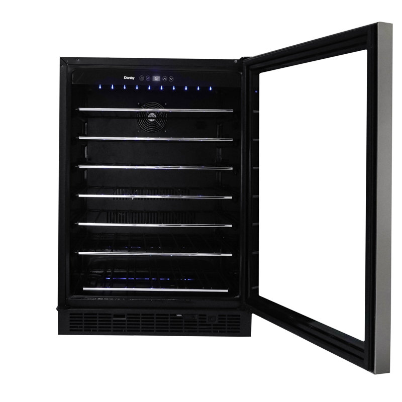 Stainless Steel Built-In 60 Bottle Wine Cooler with LED Lighting
