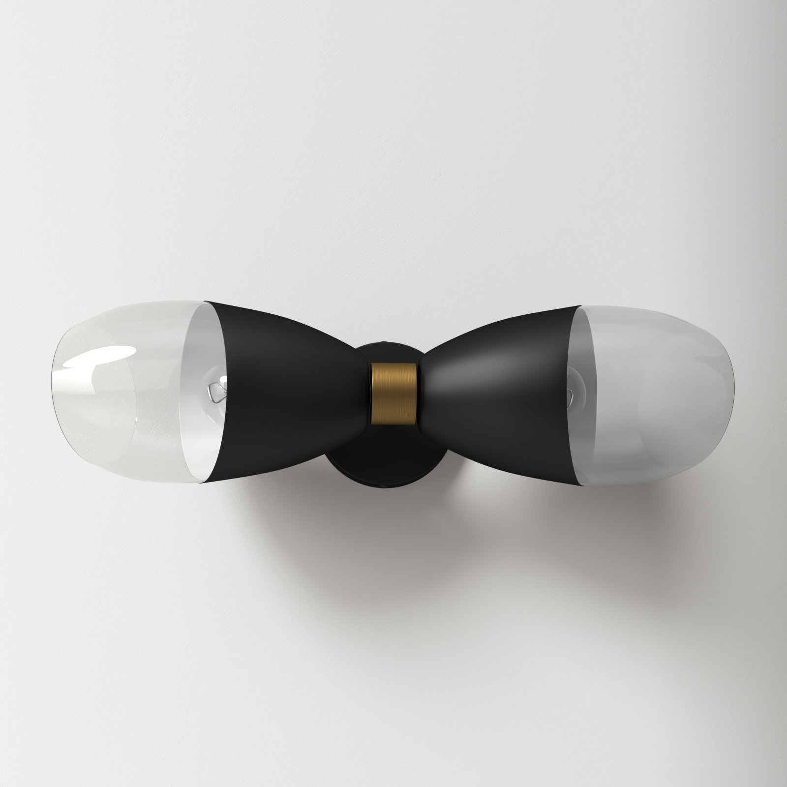Phineas Transparent Dimmable Bath Sconce, 2, Matte Black