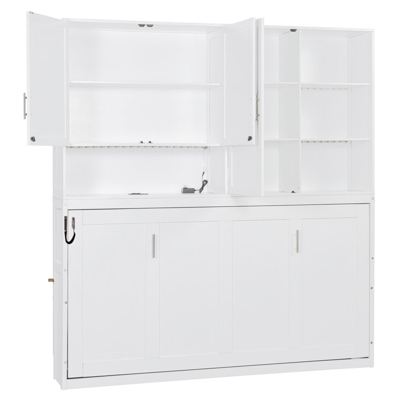 Lit escamotable simple peu encombrant, bois aggloméré et tablettes modernes