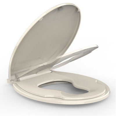 Siège de toilette rond, siège de toilette avec siège pour tout-petits intégré, siège de toilette rond pour la propreté convenant aux adultes et aux enfants, avec fermeture en douceur, installation facile et nettoyage - convient à la plupart des toilettes rondes en amande