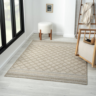 Tapis intérieur / extérieur brun clair / naturel imitation jute Harril