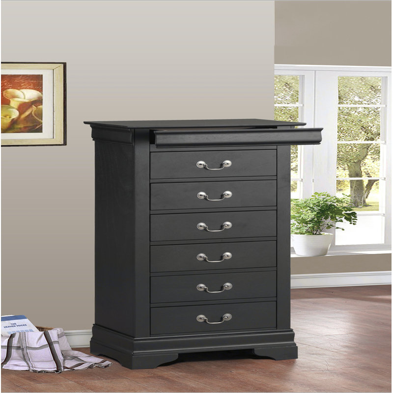 Commode élégante en lingerie traditionnelle, Noir