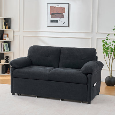 Canapé-lit convertible convertible, canapé-lit convertible 3-en-1 avec coussins épais et rangement latéral, canapé-lit multifonctionnel en chenille pour salon, chambre à coucher, appartement, bureau