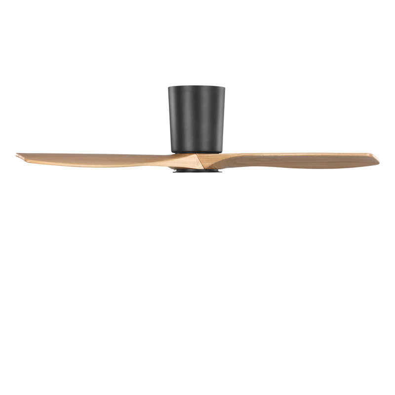 Seyra Smart Hugger LED Ceiling Fan, Natural Honey, 44" Wide, Midnight Black